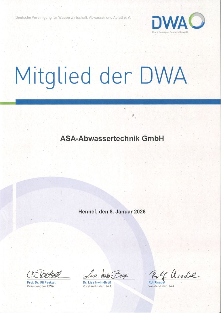 Deutsche Vereinigung für Wasserwirtschaft, Abwasser und Abfall e.V. - Mitglied der DWA